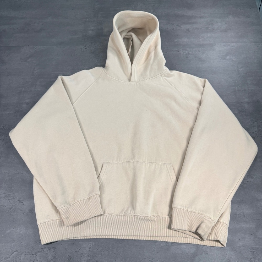 Sweatshirt Hoodie Womens XL Cream Beige Oversized Raglan Fleece Pullover Basic